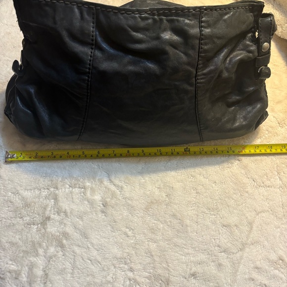 Lucky Brand Hobo Bag Black Italian Leather Silver-tone Hardware Top Zip Boho - Picture 13 of 16